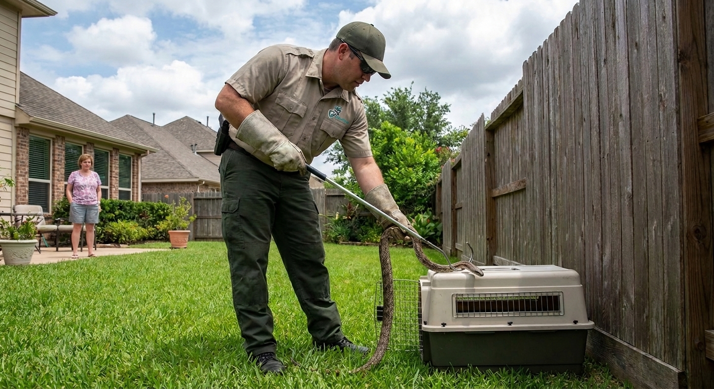 Snake removal process in Houston yard