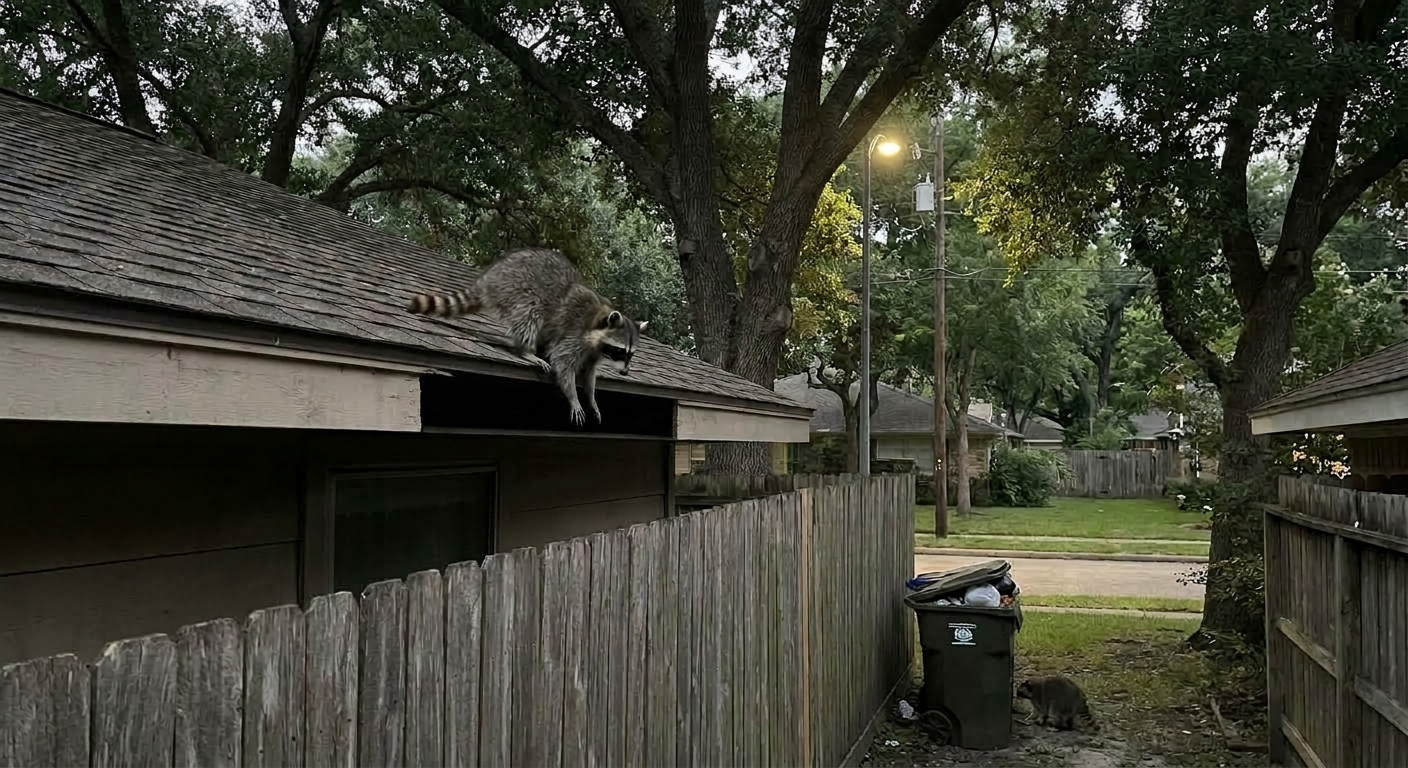 Raccoon entering Houston home through attic vent