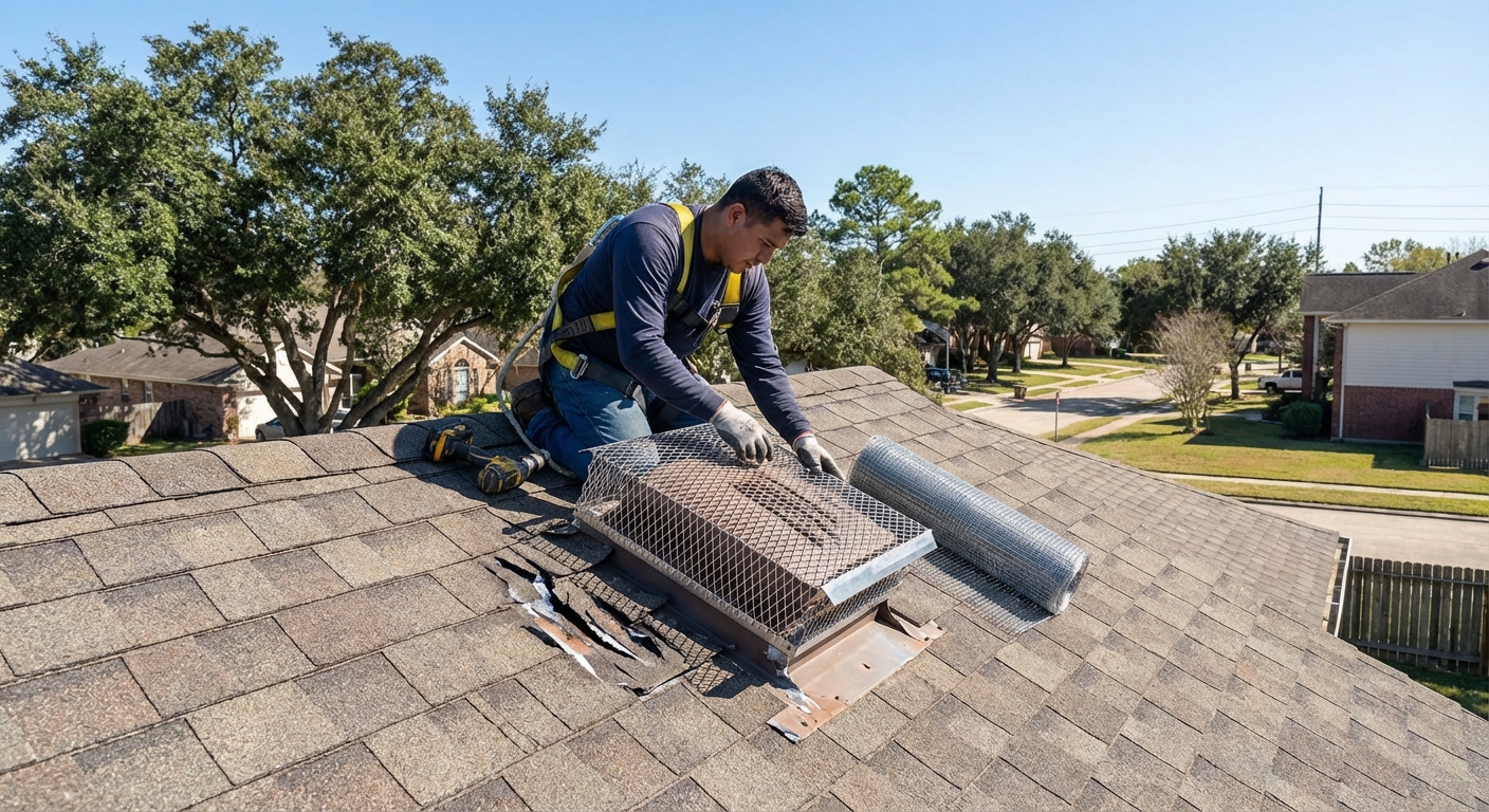 Roof & Vent Repairs After Wildlife Damage in Houston