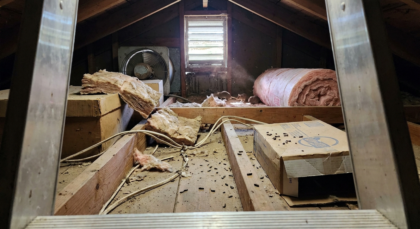 Attic restoration after rodent infestation in Houston attic