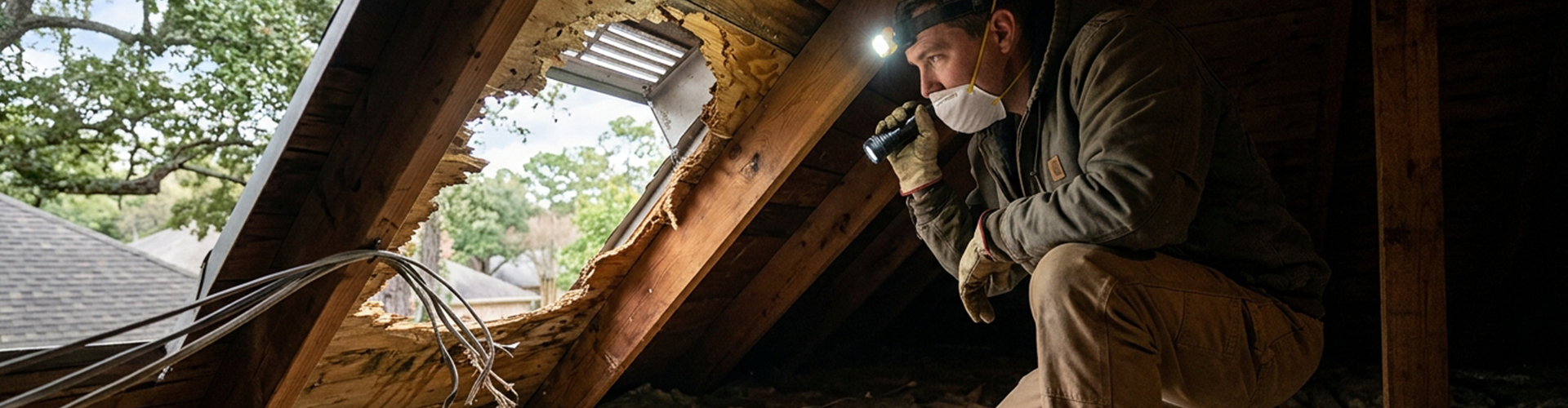 Wildlife Removal Expert in Porter Examining an Attic